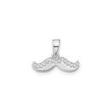 Sterling Silver Mustache Pendant with Cubic Zirconia, Quirky Unisex Movember Jewelry Charm