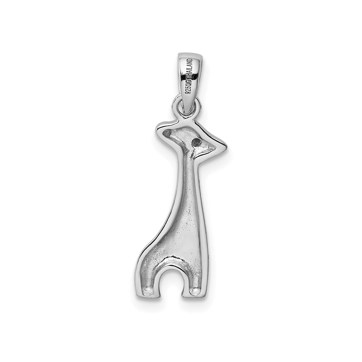 Sterling Silver Giraffe Pendant with Cubic Zirconia Eye and Brown Enamel Spots, Animal Motif