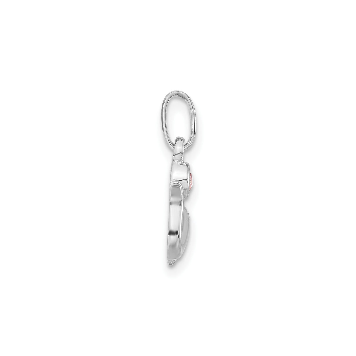 Sterling Silver Dolphin Pendant with Pink Cubic Zirconia, Ocean Theme Jewelry for Women