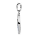 Sterling Silver Ocean Wave Pendant with Blue Green Lab Created Opal Inlay, Nautical Style