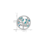 Sterling Silver Tree of Life Pendant with Blue and Green Lab Created Opal Inlays