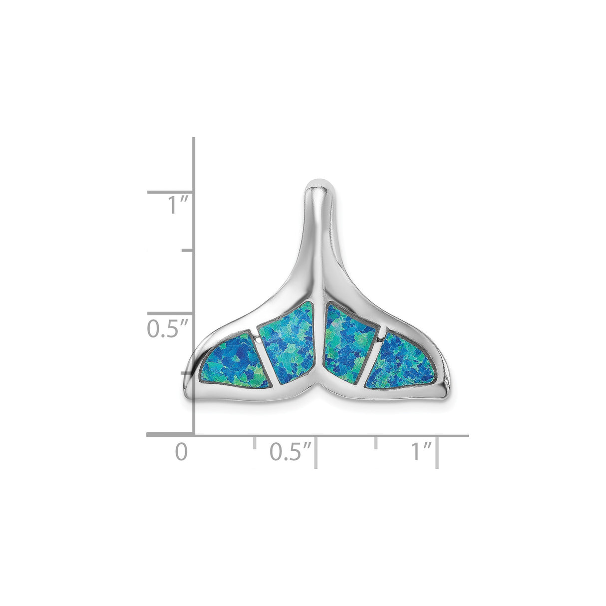 Sterling Silver Whale Tail Pendant with Blue Green Lab Created Opal Inlay, Ocean Theme