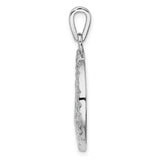 Sterling Silver Pendant with Lab Created Opal, Palm Tree and Ocean Wave Design
