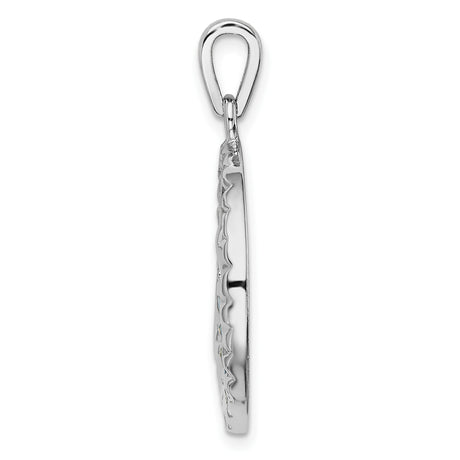 Sterling Silver Pendant with Lab Created Opal, Palm Tree and Ocean Wave Design