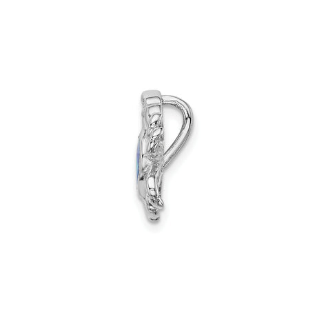 Sterling Silver Crab Pendant with Simulated Blue Opal Heart, Zodiac Cancer Charm Jewelry