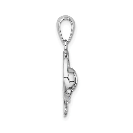 Sterling Silver Dolphin Pendant with Blue Green Lab Created Opal, Ocean Theme Jewelry