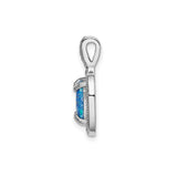 Sterling Silver Pendant with Cushion Cut Blue Lab Created Opal and Cubic Zirconia Halo