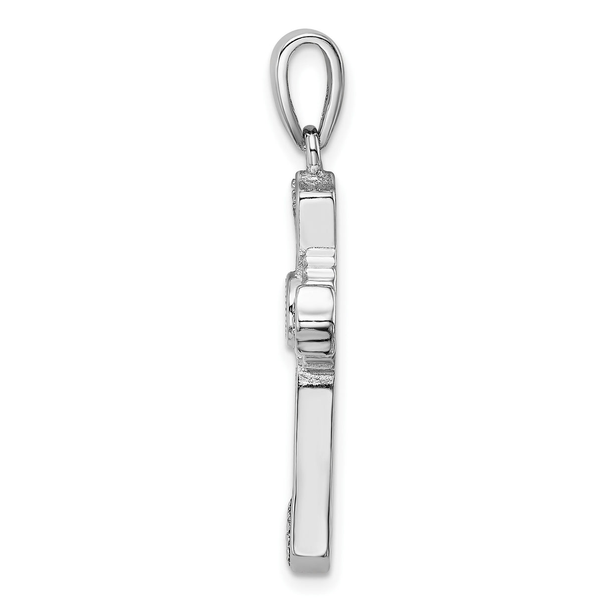 Sterling Silver Cross Pendant with Lab Created Opal and Cubic Zirconia, Gothic Sunburst Style