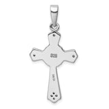 Sterling Silver Cross Pendant with Lab Created Opal and Cubic Zirconia, Gothic Sunburst Style
