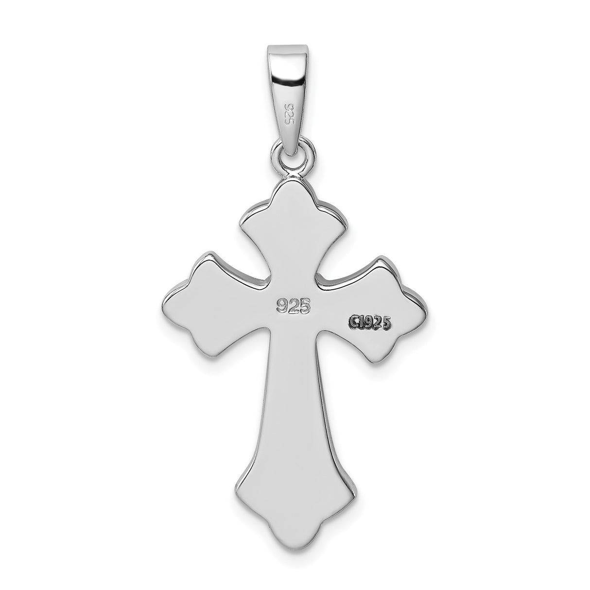 Sterling Silver Cross Pendant with Lab Created Blue Opal Inlay, Contemporary Faith Design