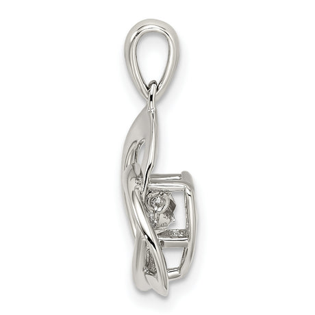 Sterling Silver Celtic Trinity Knot Pendant with Cubic Zirconia Center