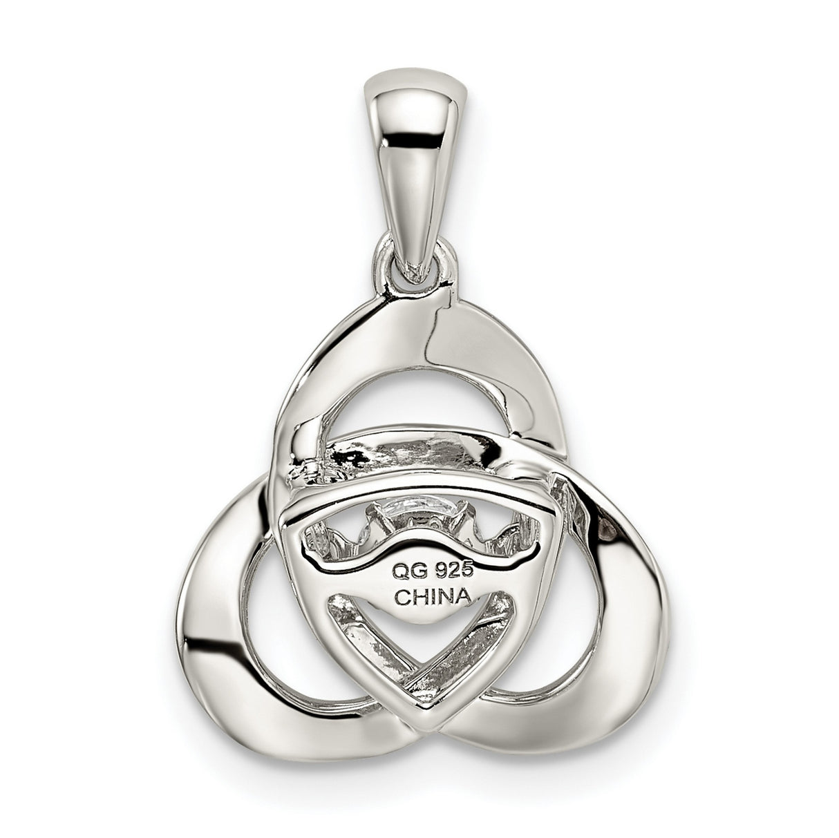 Sterling Silver Celtic Trinity Knot Pendant with Cubic Zirconia Center
