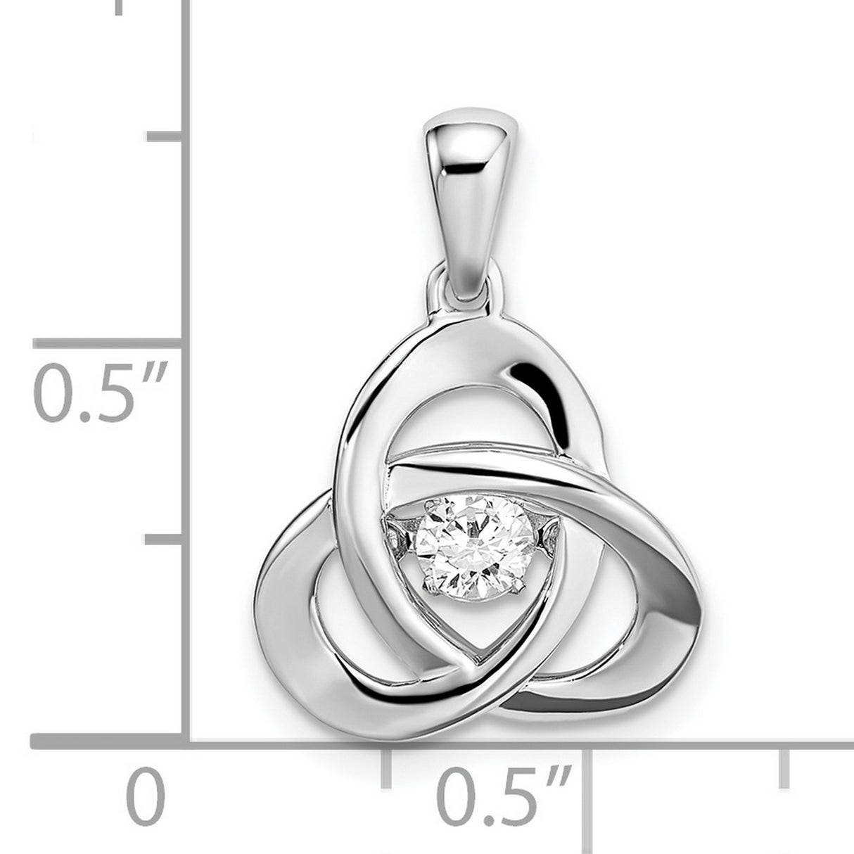 Sterling Silver Celtic Trinity Knot Pendant with Cubic Zirconia Center