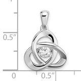 Sterling Silver Celtic Trinity Knot Pendant with Cubic Zirconia Center