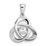 Sterling Silver Celtic Trinity Knot Pendant with Cubic Zirconia Center