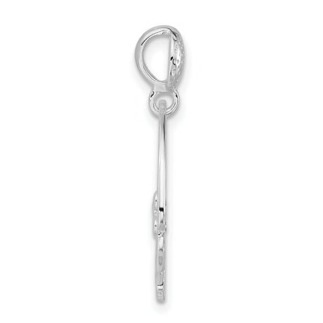 Sterling Silver Dangle Pendant with Abstract Openwork Design and Cubic Zirconia Accent