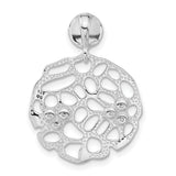Sterling Silver Dangle Pendant with Abstract Openwork Design and Cubic Zirconia Accent