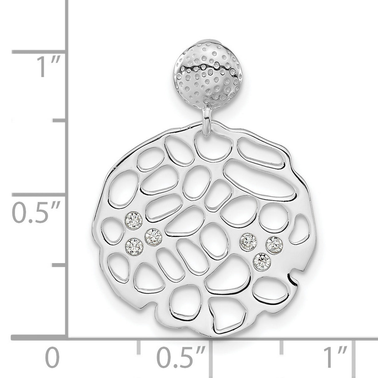 Sterling Silver Dangle Pendant with Abstract Openwork Design and Cubic Zirconia Accent