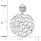 Sterling Silver Dangle Pendant with Abstract Openwork Design and Cubic Zirconia Accent