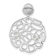 Sterling Silver Dangle Pendant with Abstract Openwork Design and Cubic Zirconia Accent