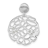 Sterling Silver Dangle Pendant with Abstract Openwork Design and Cubic Zirconia Accent