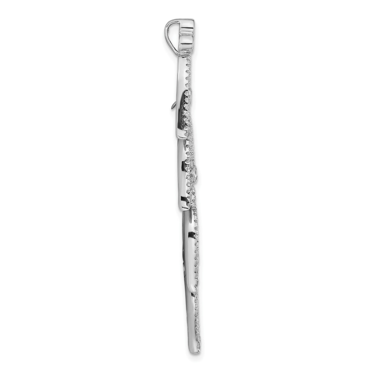 Sterling Silver Leaf Dangle Earrings with Cubic Zirconia, Nature-Inspired Drop Design