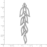 Sterling Silver Leaf Dangle Earrings with Cubic Zirconia, Nature-Inspired Drop Design