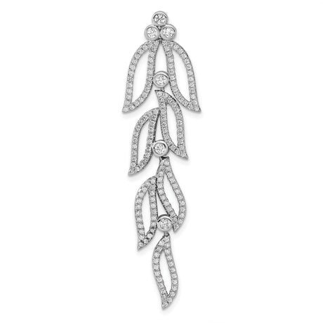 Sterling Silver Leaf Dangle Earrings with Cubic Zirconia, Nature-Inspired Drop Design