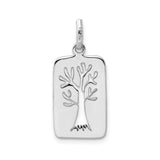 Sterling Silver Tree of Life Pendant with Cutout Design on Rectangular Tag