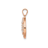Sterling Silver Tree of Life Pendant with Lab Created Sapphire, Rose Gold Tone, Cubic Zirconia