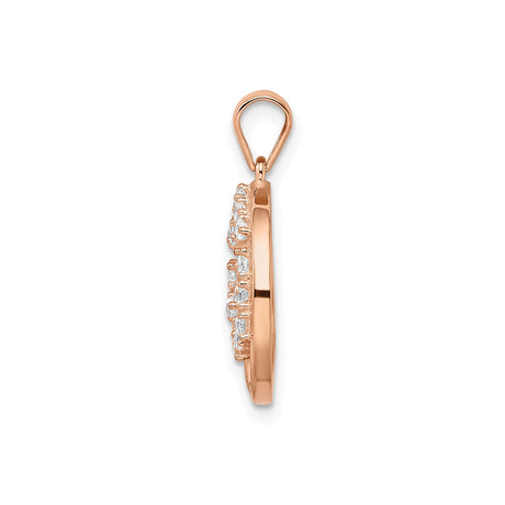 Sterling Silver Tree of Life Pendant with Lab Created Sapphire, Rose Gold Tone, Cubic Zirconia