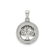 Sterling Silver Tree of Life Pendant with Intricate Swirl Design and Circular Border