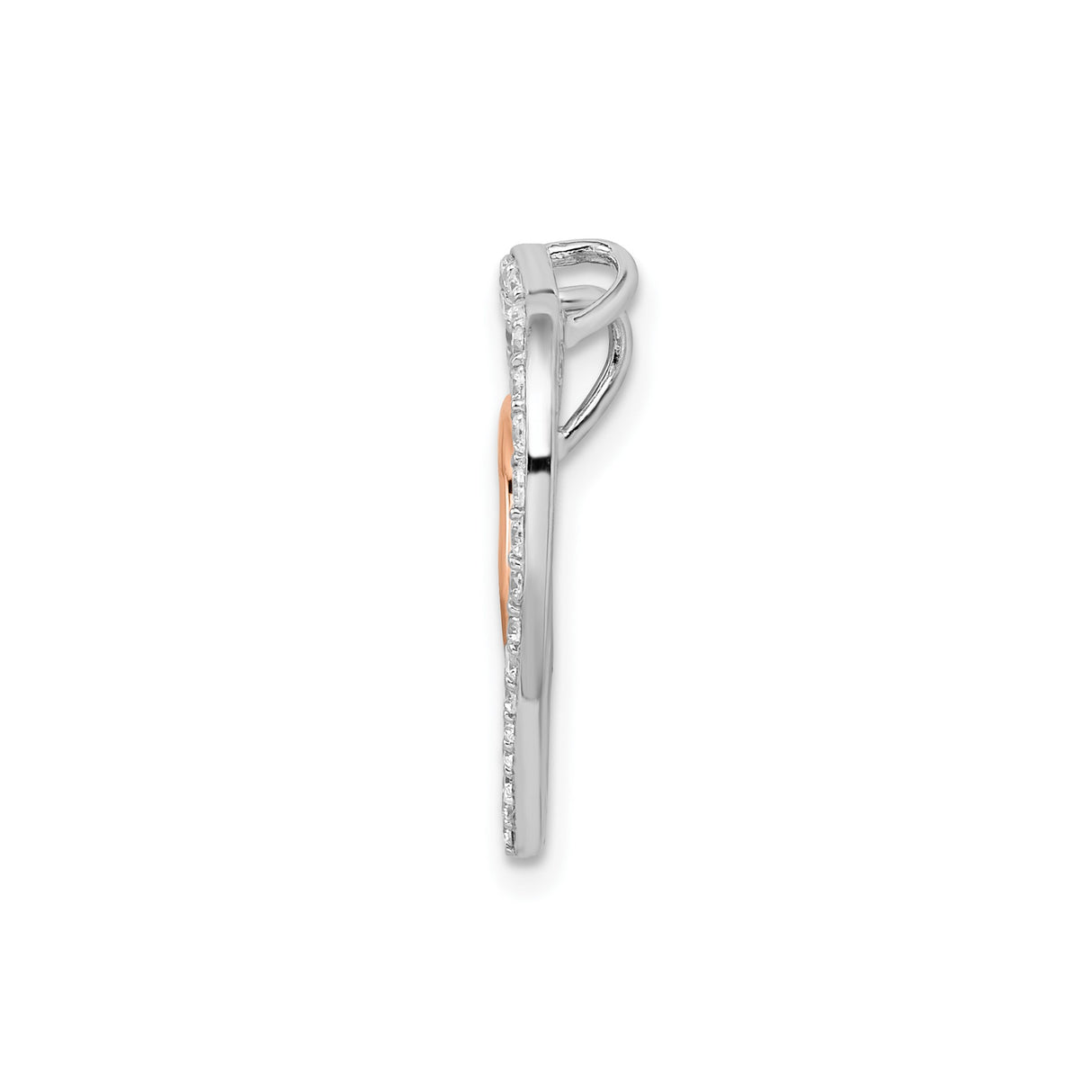 Sterling Silver Double Heart Pendant with Rose Gold Accent and Cubic Zirconia