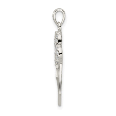 Sterling Silver Pendant with Interlocking Hearts and Cubic Zirconia Accents