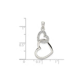 Sterling Silver Pendant with Interlocking Hearts and Cubic Zirconia Accents