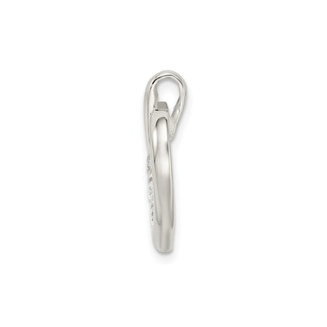 Sterling Silver Heart Pendant with Cubic Zirconia, Open Design Romantic Charm for Women