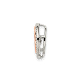 Sterling Silver Heart Pendant with Cubic Zirconia, Rose Gold Plated, Twisted Rope Design