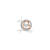 Sterling Silver Heart Pendant with Cubic Zirconia, Rose Gold Plated, Twisted Rope Design