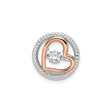 Sterling Silver Heart Pendant with Cubic Zirconia, Rose Gold Plated, Twisted Rope Design