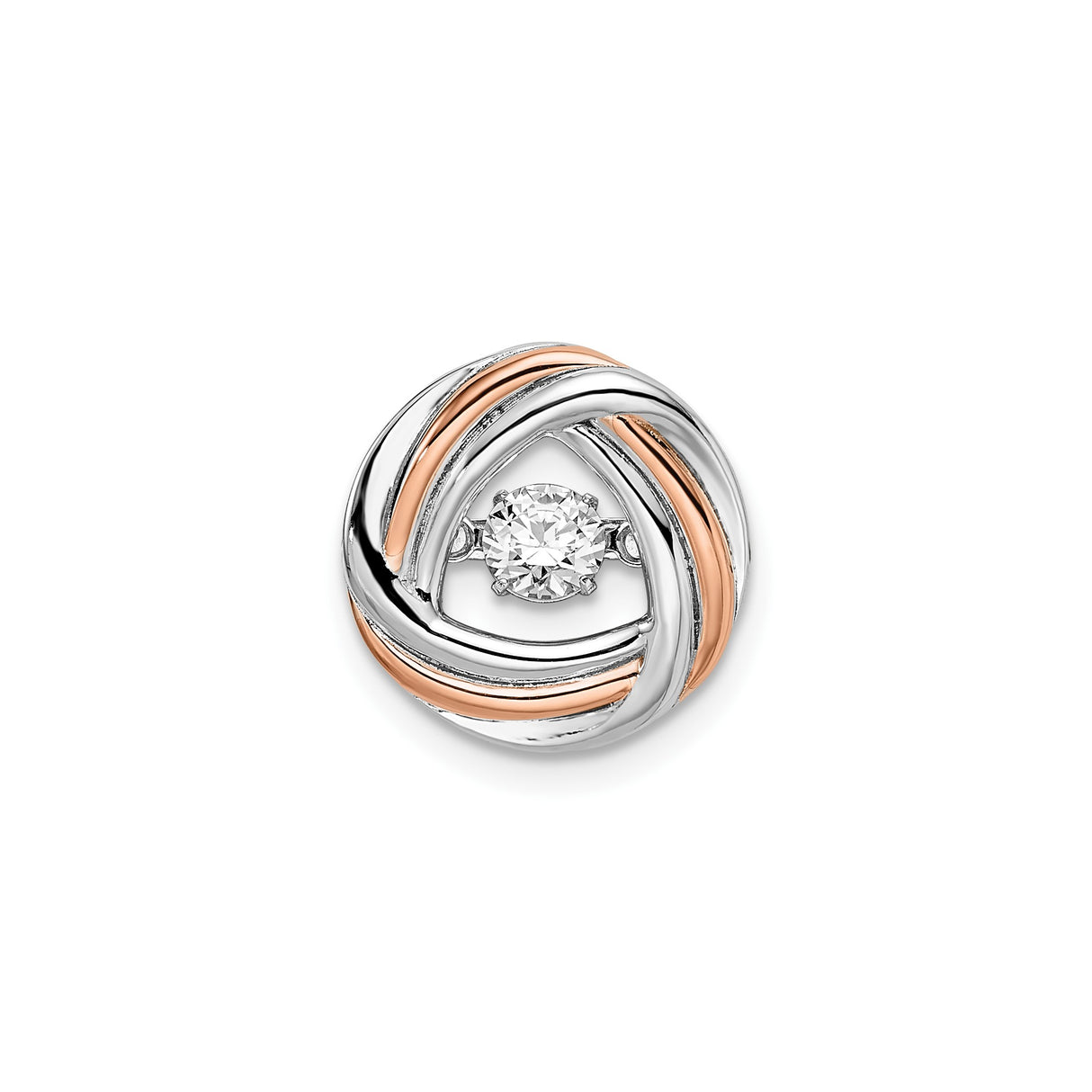 Sterling Silver Pendant with Cubic Zirconia, Rose Gold Trinity Knot Celtic Design