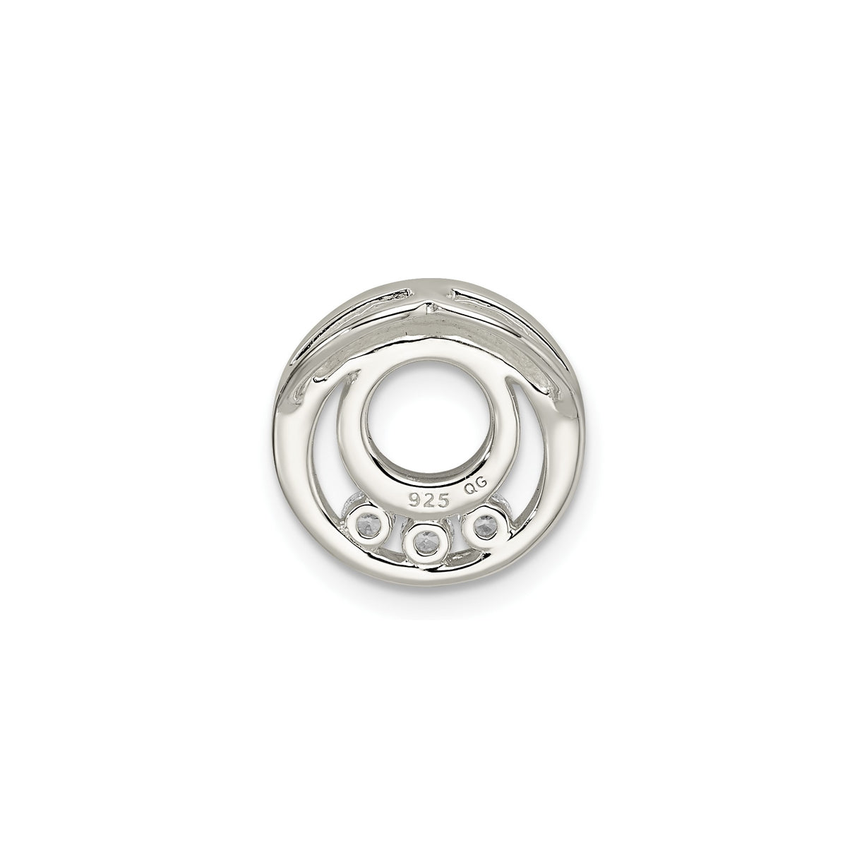 Sterling Silver Pendant with Cubic Zirconia, Open Circle Design, Modern Minimal Style