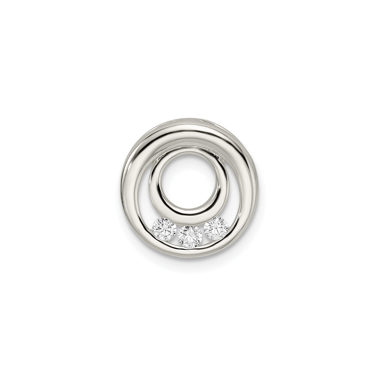 Sterling Silver Pendant with Cubic Zirconia, Open Circle Design, Modern Minimal Style