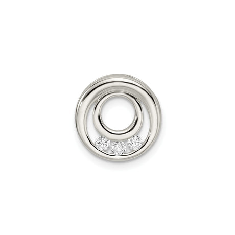 Sterling Silver Pendant with Cubic Zirconia, Open Circle Design, Modern Minimal Style