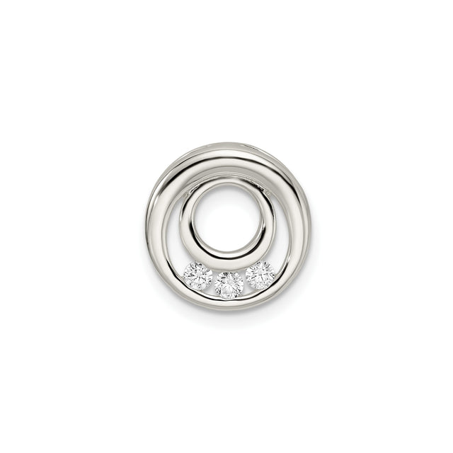 Sterling Silver Pendant with Cubic Zirconia, Open Circle Design, Modern Minimal Style