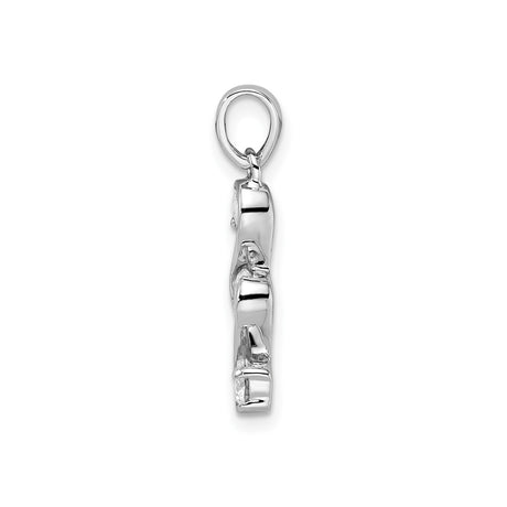 Sterling Silver Pendant with Three Cubic Zirconia Stones in S-Curve Design