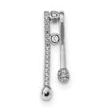 Sterling Silver Bar Pendant with Cubic Zirconia, Vertical Linear Minimalist Design