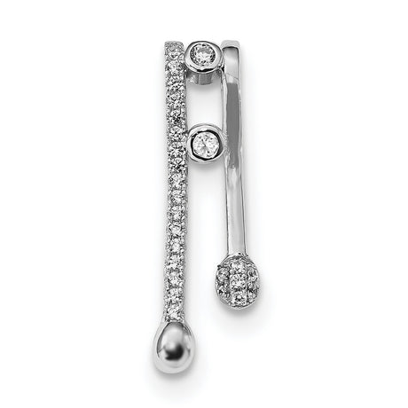 Sterling Silver Bar Pendant with Cubic Zirconia, Vertical Linear Minimalist Design
