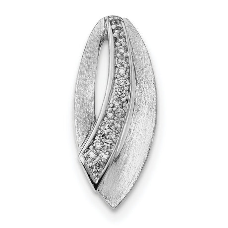 Sterling Silver Marquise Pendant with Cubic Zirconia Accents, Modern Abstract Design
