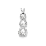 Sterling Silver Pendant with Three Graduated Round Cut Cubic Zirconia, Vertical Drop Design