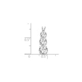 Sterling Silver Pendant with Three Graduated Round Cut Cubic Zirconia, Vertical Drop Design